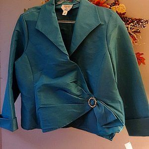 Talbots Turquoise Womens Jacket Jewel Closure NEW